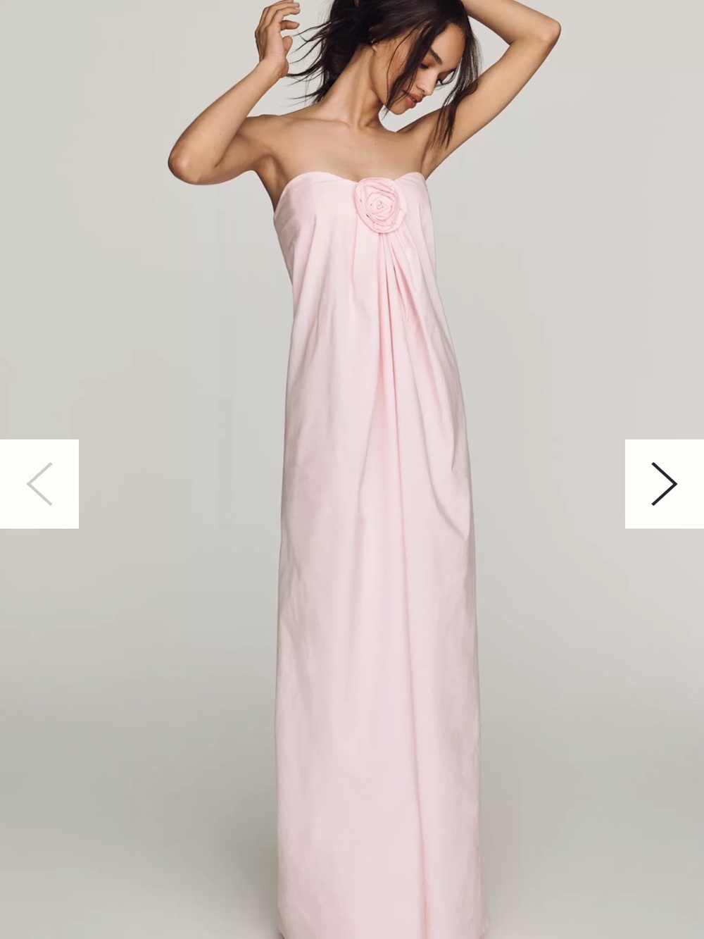 Caroline Constas Light Pink Strapless Maxi Dress with Rosette